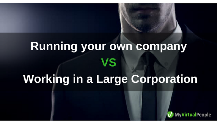 Should I run my own company or join a large corporation?